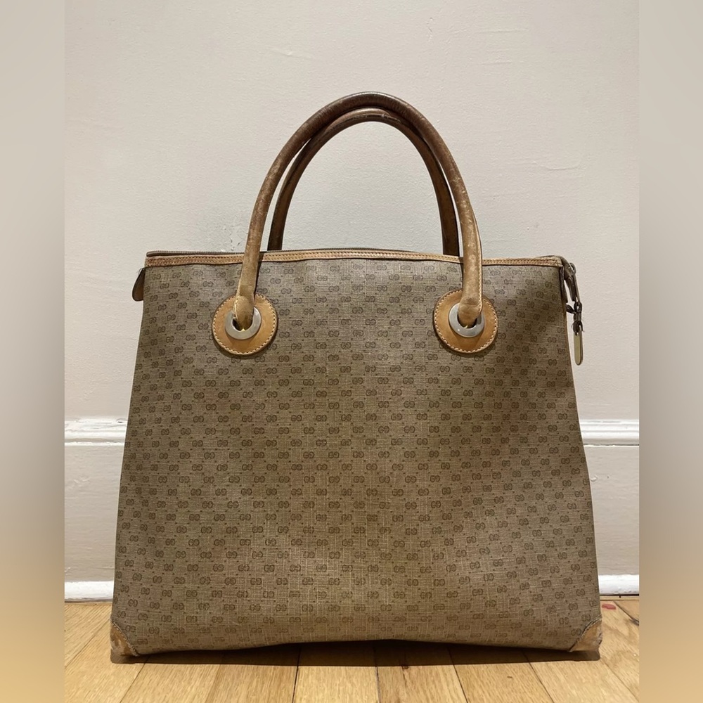 Rare, Gucci Vintage Brown GG Monogram Tote Bag, Italy